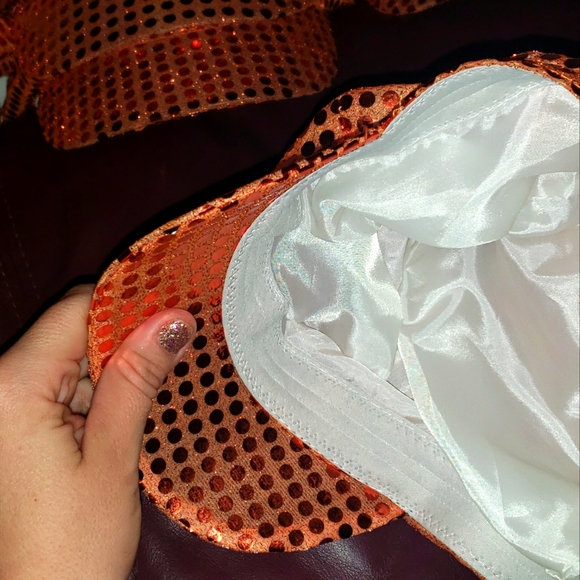 Trendy Orange Sequenced Caps Vintage Style 8 Panel Newsboy Caps for Women - Picture 2 of 5